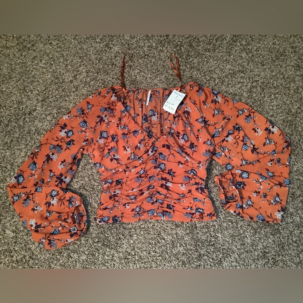 Free People final rose blouse in rust, size: S